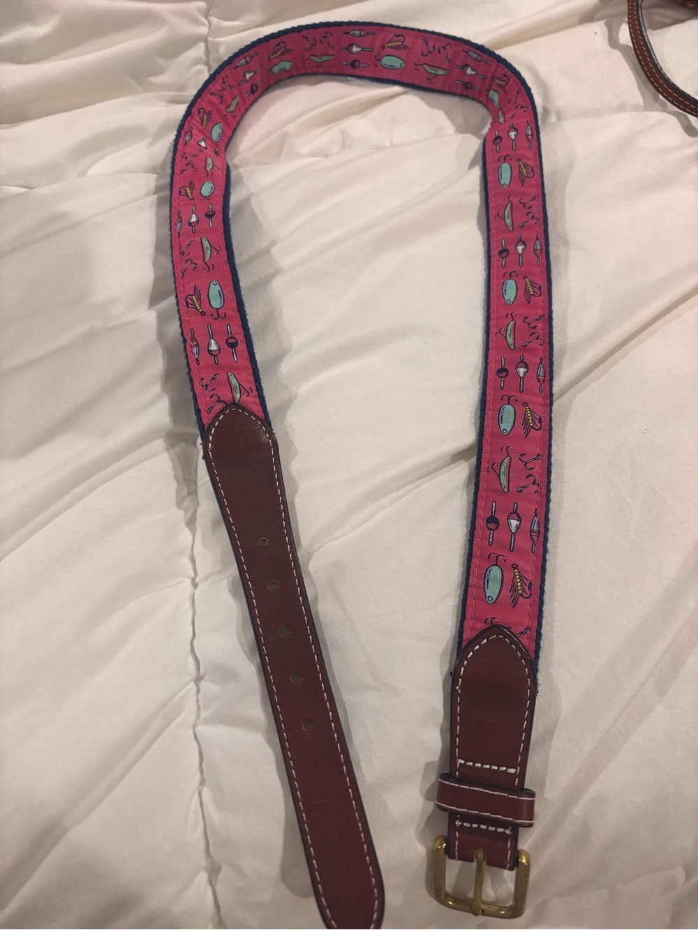 Pink Patterned Leather-Trim Adjustable Shoulder Strap simply southern size 36